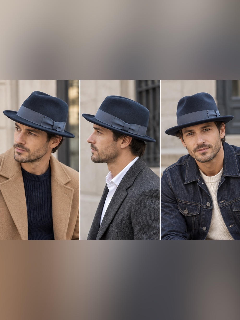 Bailey of Hollywood Tino Fedora Hat Large Navy Wool LiteFelt Made in USA